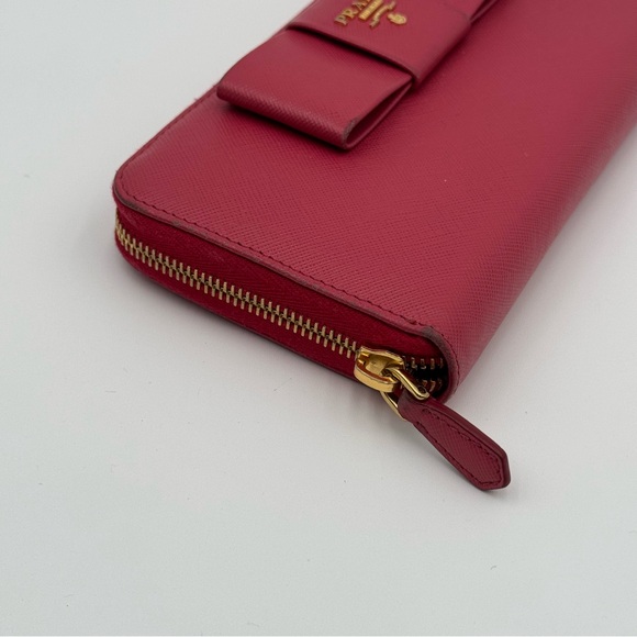 (SOLD) Prada Saffiano Leather Pink Bow Tie Wallet - Picture 6 of 16